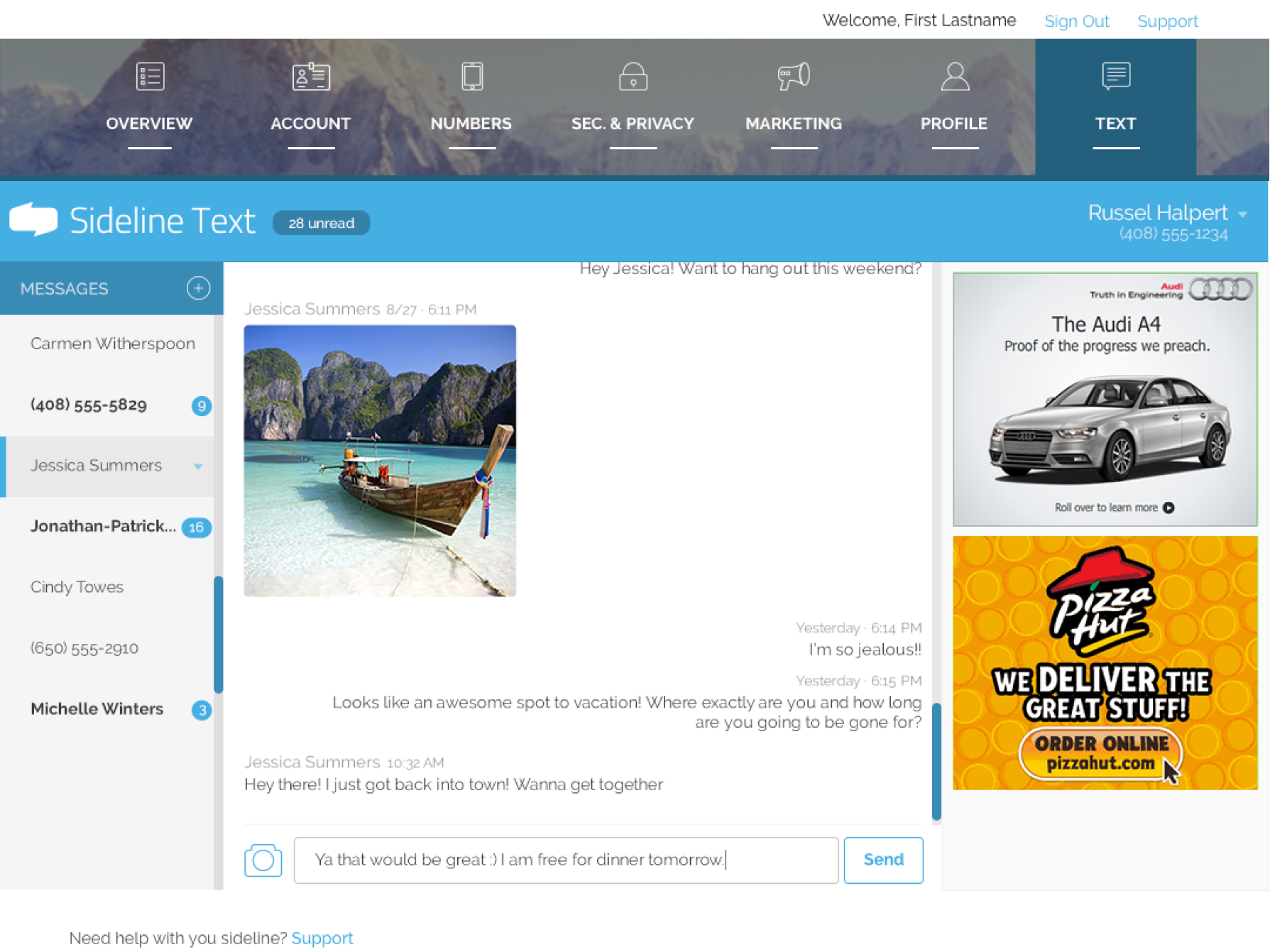 Pinger — screen 3